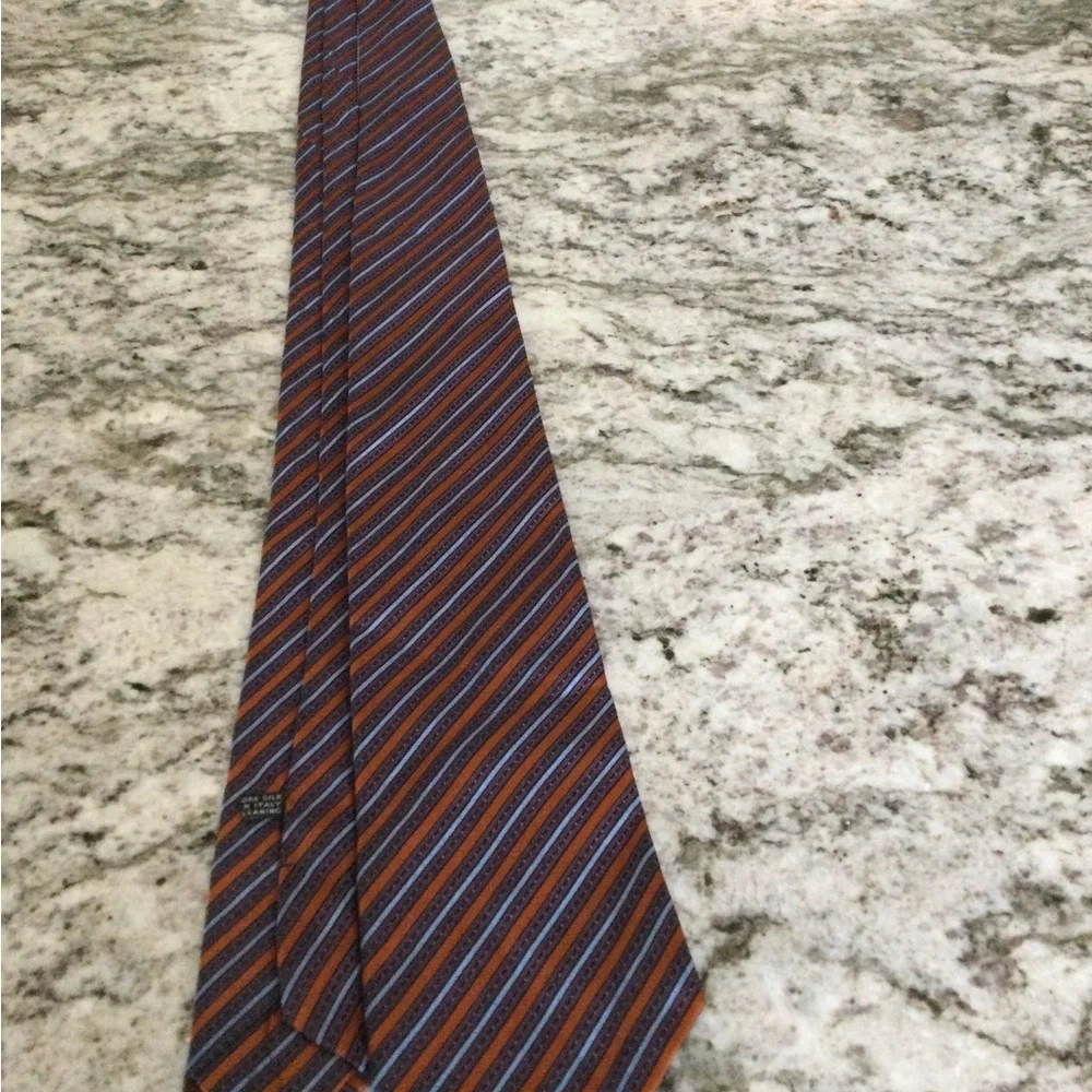 Stefano Ricci Orange and Blue Diagonal Stripe Silk Tie